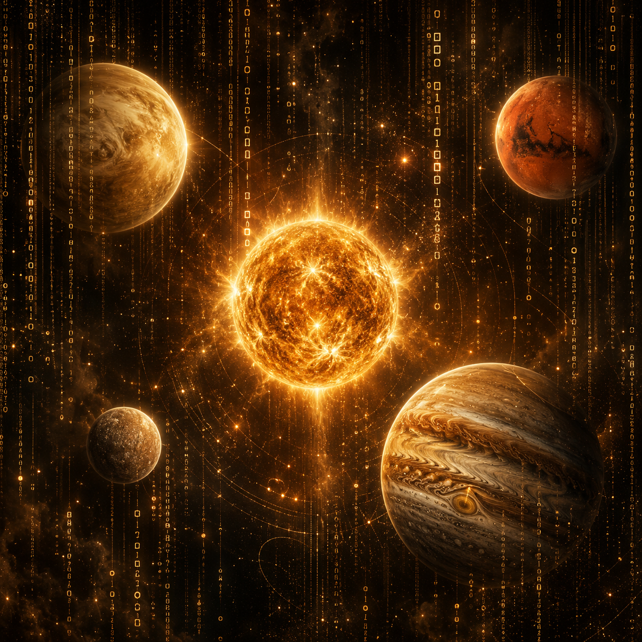 Planety na tle złotego kodu astrologicznego